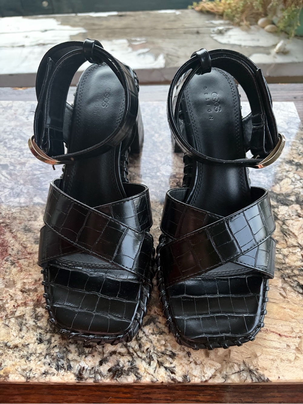 ASOS Design Black Hayward Platform Sandals